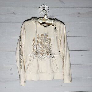 RALPH LAUREN Hooded Sweatshirt Graphic Metallic Crest Preppy Old Money